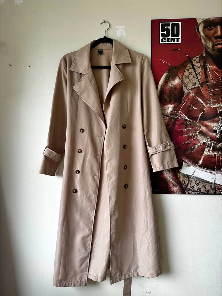Beige Double-Breasted Trench Coat Size S