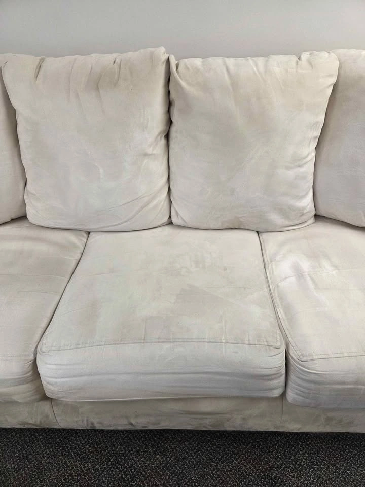 Beige Suede Sofa With Ottoman Delivery Available - photo 4