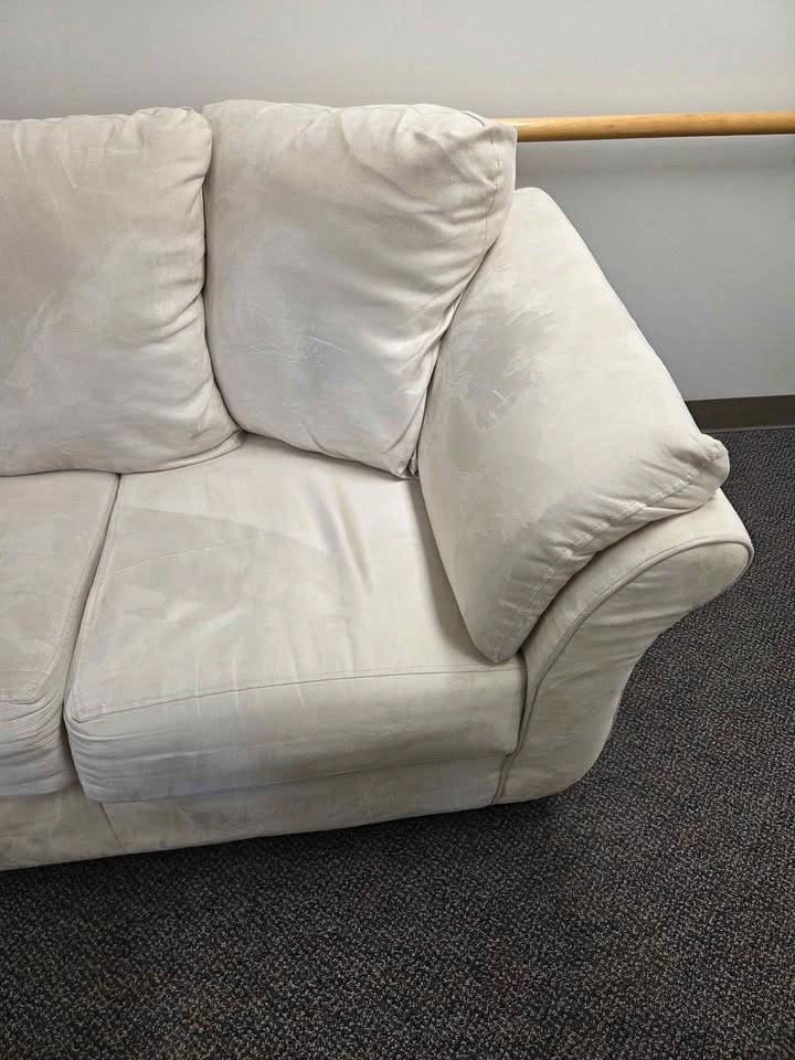 Beige Suede Sofa With Ottoman Delivery Available - photo 5
