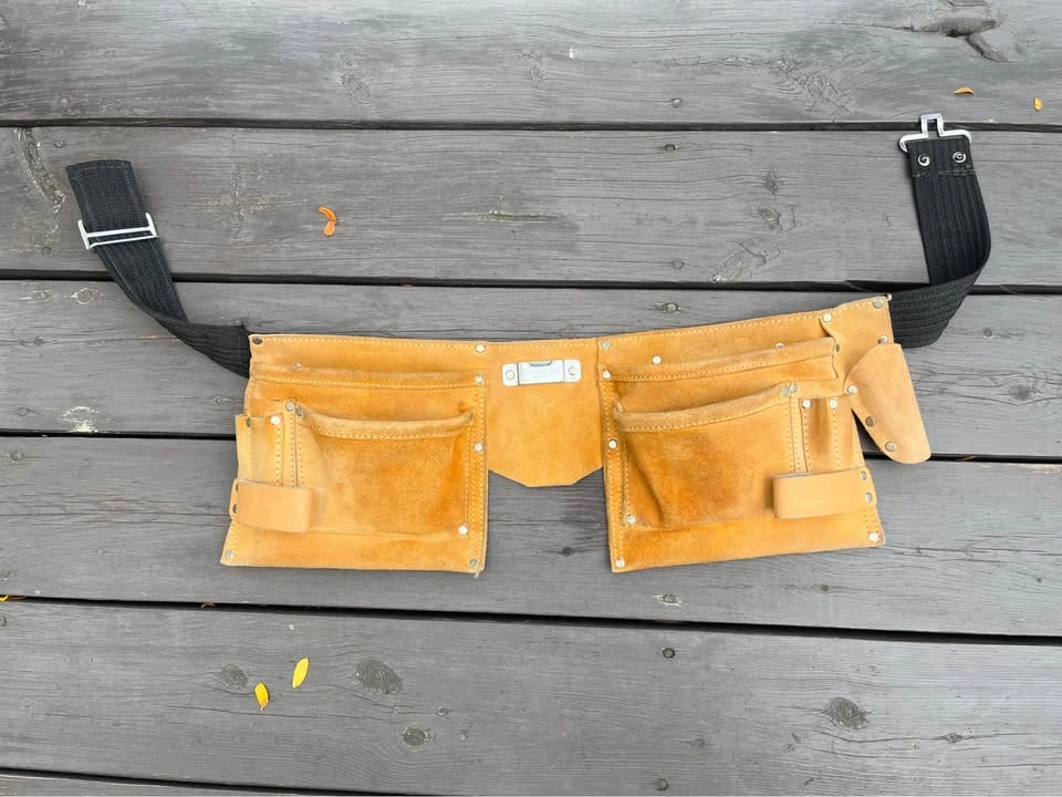 Leather Carpenter’s Tool Belt – Double Pouch, Adjustable - photo 2