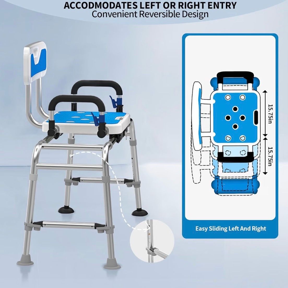 Tub Transfer Bench and Shower Chair - 500 Lbs Capacity - photo 2