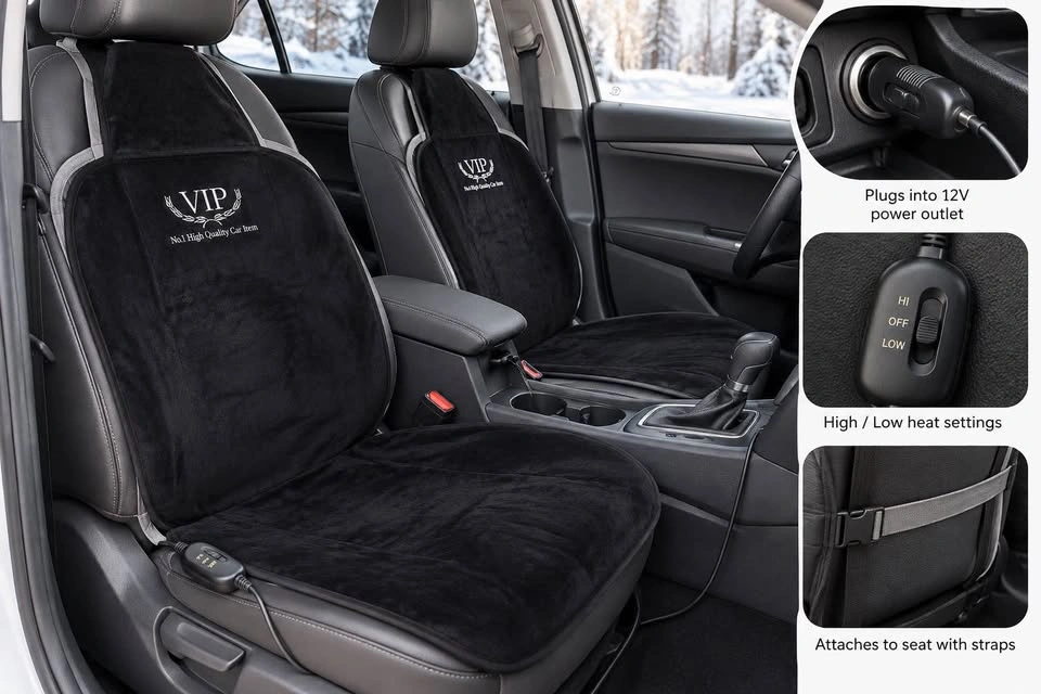 Pair of VIP Heated Car Seat Covers – 12V – High/Low Heat - photo 5
