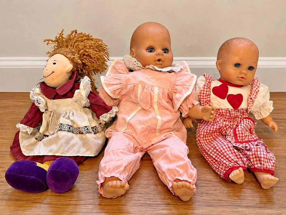 Vintage Dolls Lot – 2 Baby Dolls + Cloth Doll – Original Outfits
