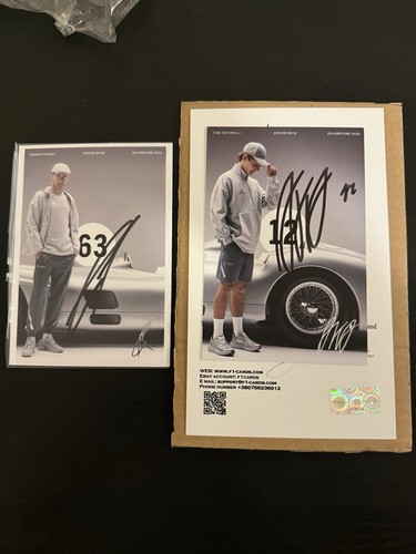 Kimi Antonelli F1 Rookie Autographed COA 5X7 + George Russell