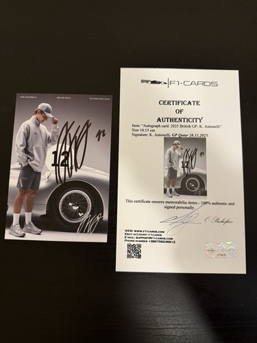 Kimi Antonelli F1 Rookie Autographed COA 5X7 + George Russell - photo 3