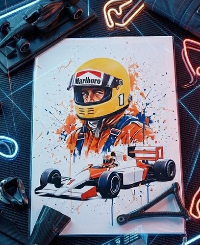 F1 Senna MP4 #1 Framed Canvas 12x18 Custom Exclusive Art - photo 2