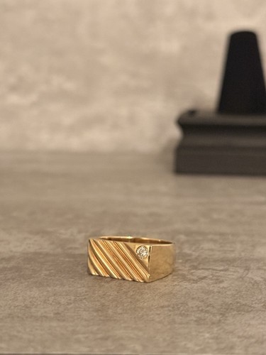 Gold 14K Natural Diamond Stone Custom Ring Size 8-9 - photo 3