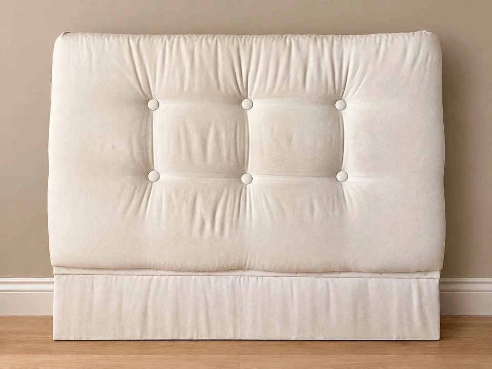 Twin Upholstered Headboard – Cream Tufted Padded Design – 41” Wi