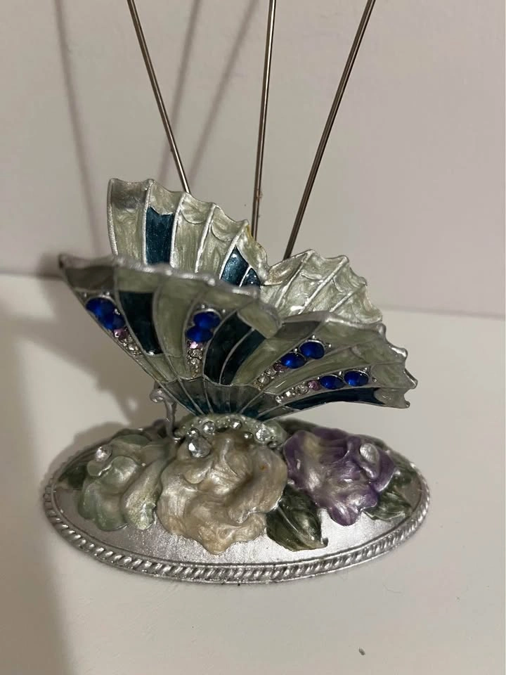 Decorative Butterfly Photo & Card Holder – Jeweled Floral Design - photo 2