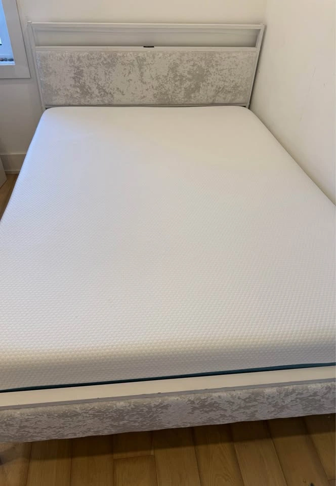 White Metal Bed Frame with USB Charging Port - photo 2