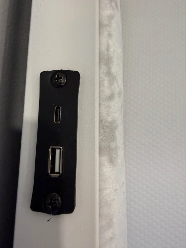 White Metal Bed Frame with USB Charging Port - photo 4