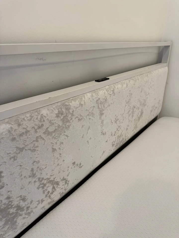 White Metal Bed Frame with USB Charging Port - photo 5