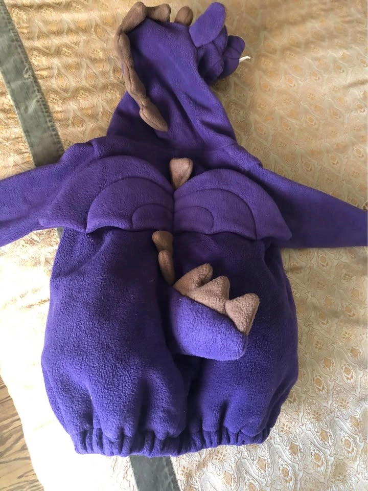 Halloween costume, purple dragon, toddler size 24 months - photo 3