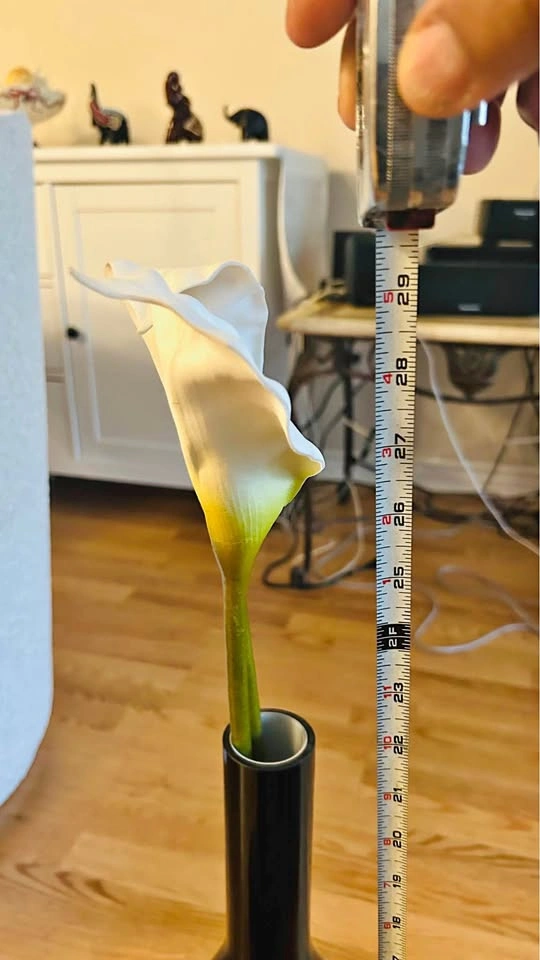 Tall Black Floor Vase with Artificial Calla Lilies