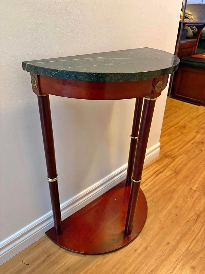 Vintage Bombay Company Neoclassical Marble-Top Console Table