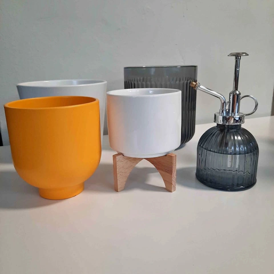 Plant Pots and Glass Water Mister Set