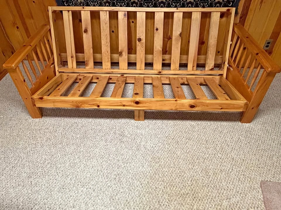 Wooden Futon with Patterned Mattress