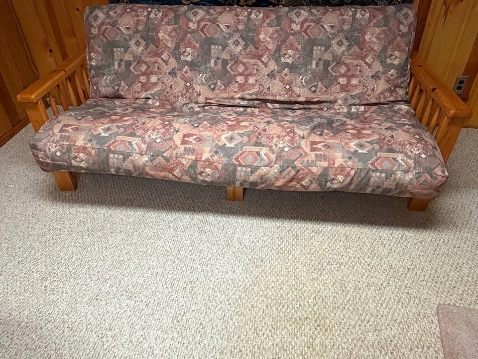Wooden Futon with Patterned Mattress - photo 2