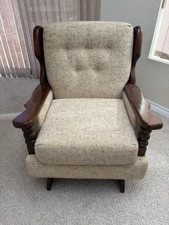 Vintage Wood Frame Sofa and Armchair Set - photo 2