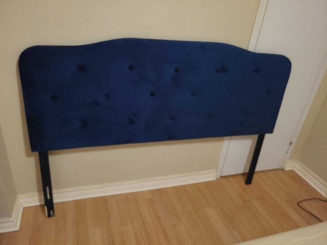 Blue Velvet Headboard Queen Size