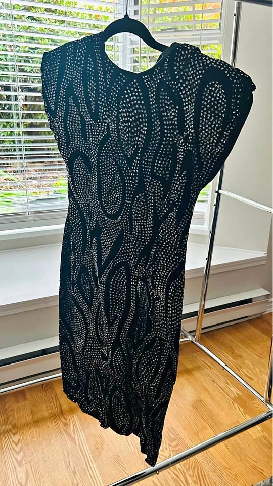 Black Sequin Embellished Cocktail Dress