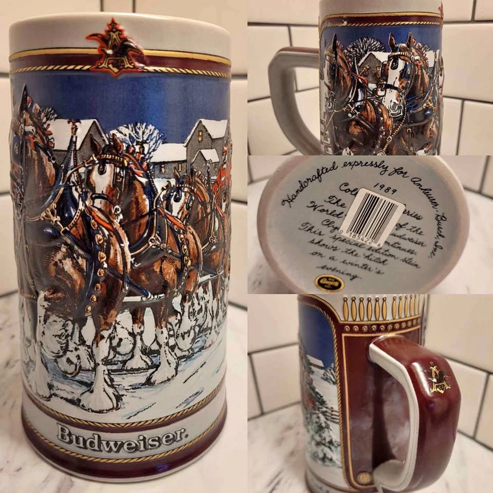 COLLECTIBLE NEW 1989 Budweiser Holiday Stein