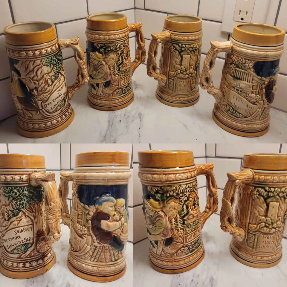 COLLECTIBLE Set of 4 Vintage Japanese Ceramic Beer Steins - photo 2