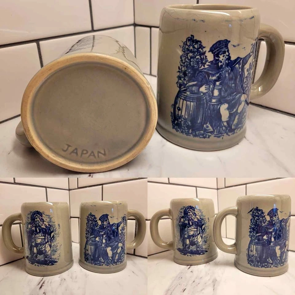 COLLECTIBLE Vintage Japanese Ceramic Beer Steins - Set of 2