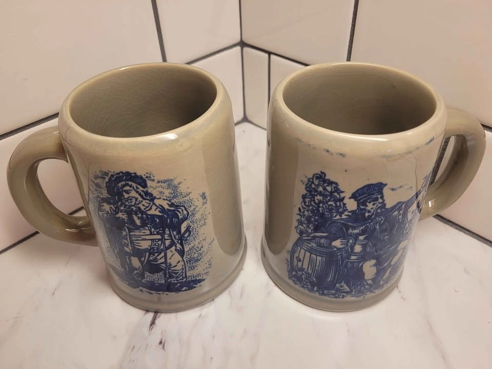COLLECTIBLE Vintage Japanese Ceramic Beer Steins - Set of 2 - photo 3