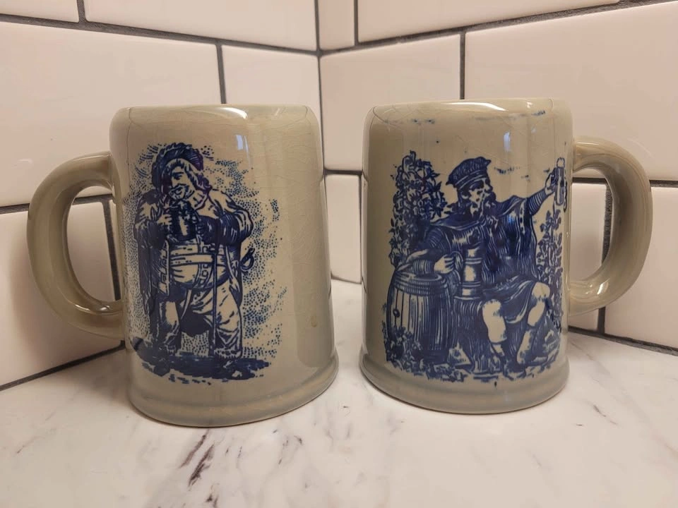 COLLECTIBLE Vintage Japanese Ceramic Beer Steins - Set of 2 - photo 5