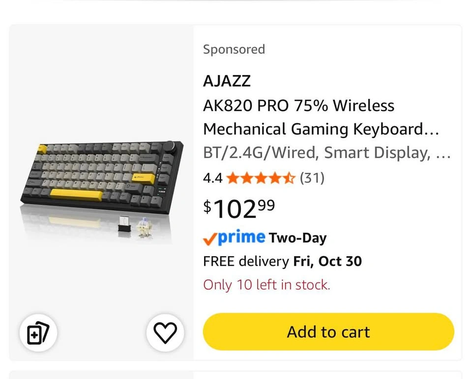 BRAND NEW AJAZZ AK820 PRO 75% Wireless Mechanical Keyboard - photo 3