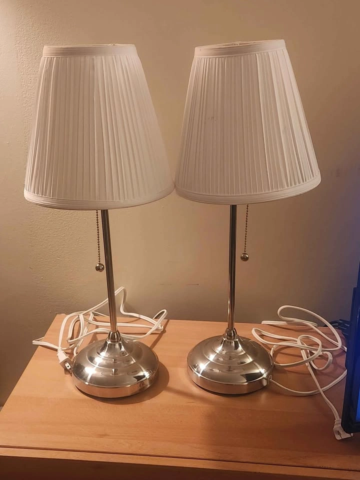 IKEA ÅRSTID Table Lamps (Set of 2) - Brushed Nickel & White Shad - photo 2