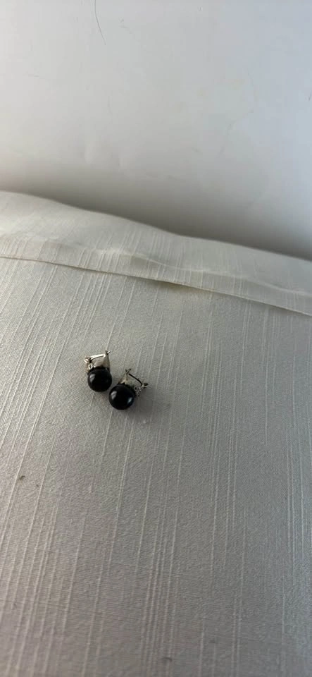 Vintage Sterling Silver 925 Black Onyx & Marcasite Earrings - photo 2