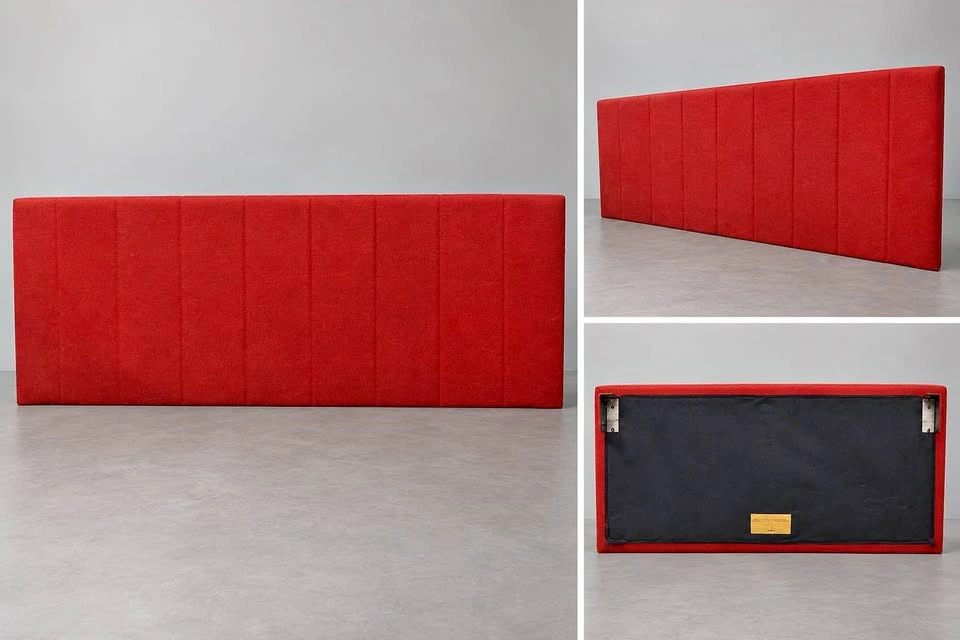 Red Upholstered Channel Tufted Headboard
