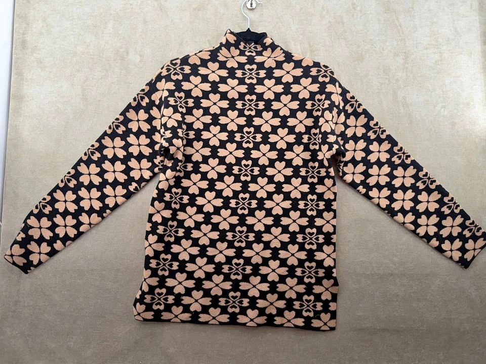 By Design Geometric Floral Mock-Neck Tunic Sweater - Size S