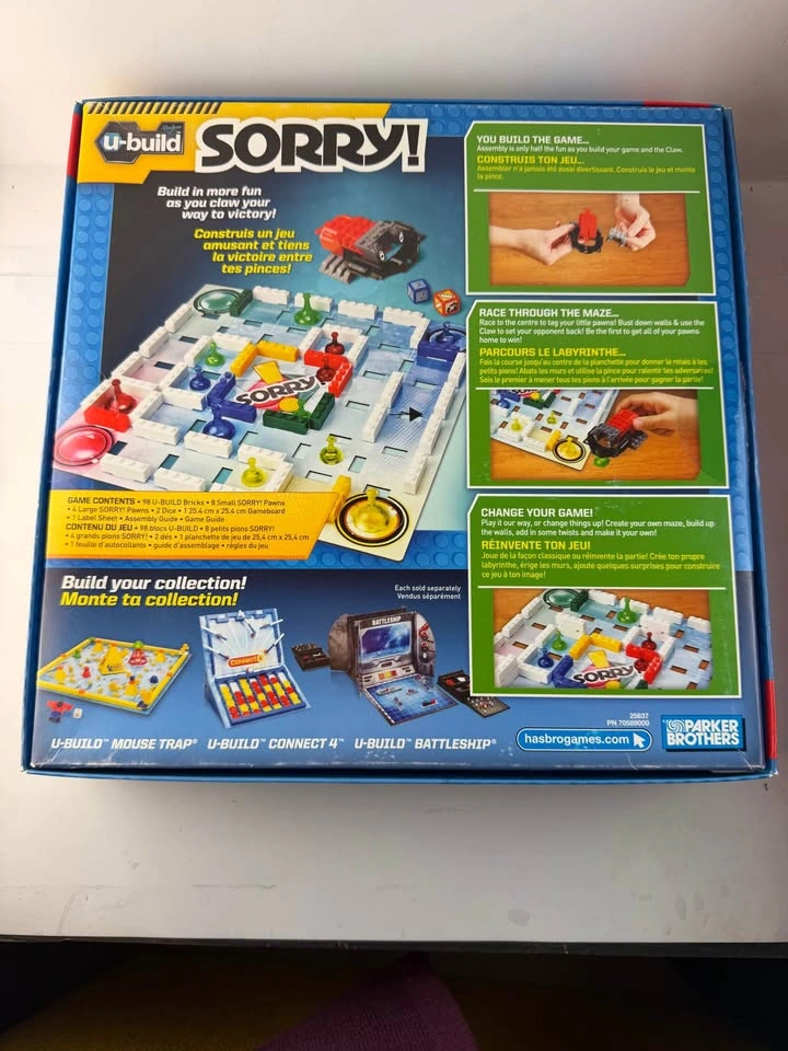 U-Build Sorry Board Game - 100% Complete & Excellent Condition - photo 2