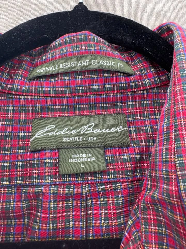 Eddie Bauer Wrinkle Resistant Plaid Button Up Shirt - Mens Large - photo 5