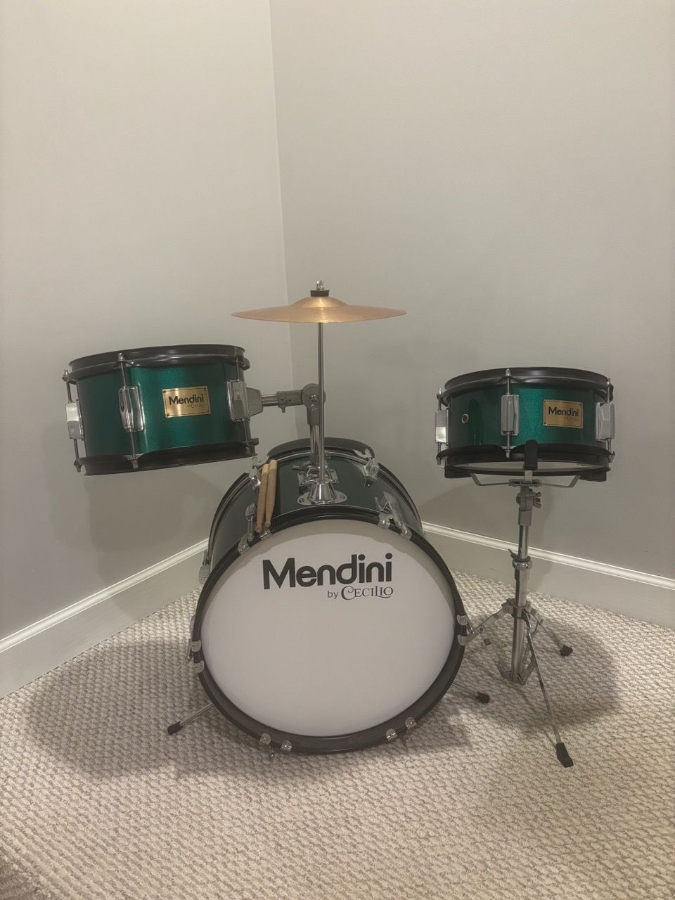 Mendini By Cecilio 13 Inch 3-Piece Junior Drum Set - Green