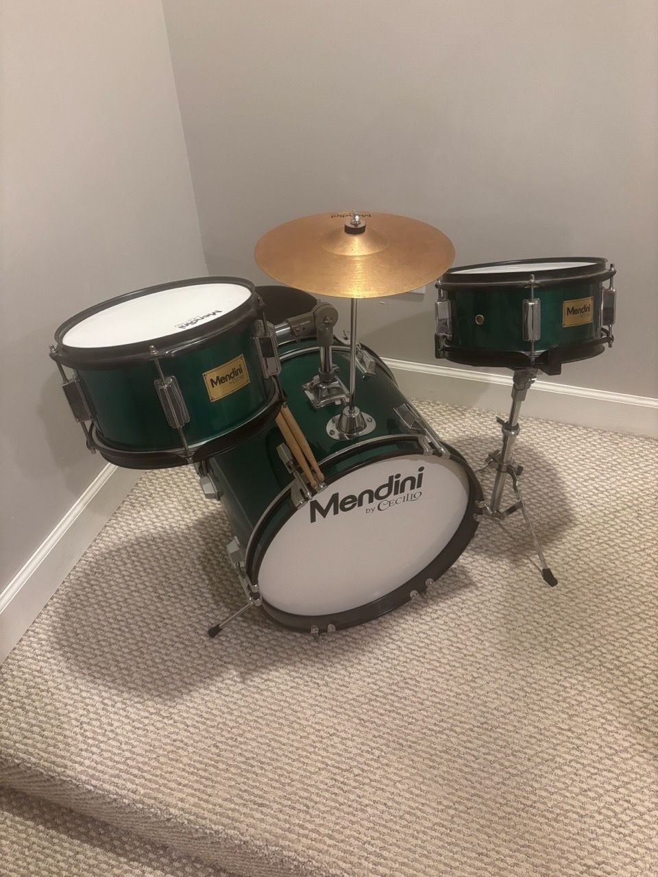 Mendini By Cecilio 13 Inch 3-Piece Junior Drum Set - Green - photo 2