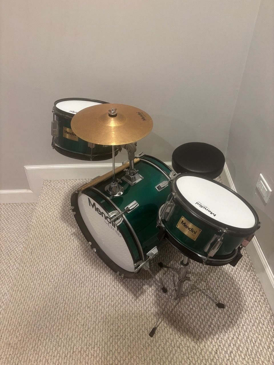 Mendini By Cecilio 13 Inch 3-Piece Junior Drum Set - Green - photo 3