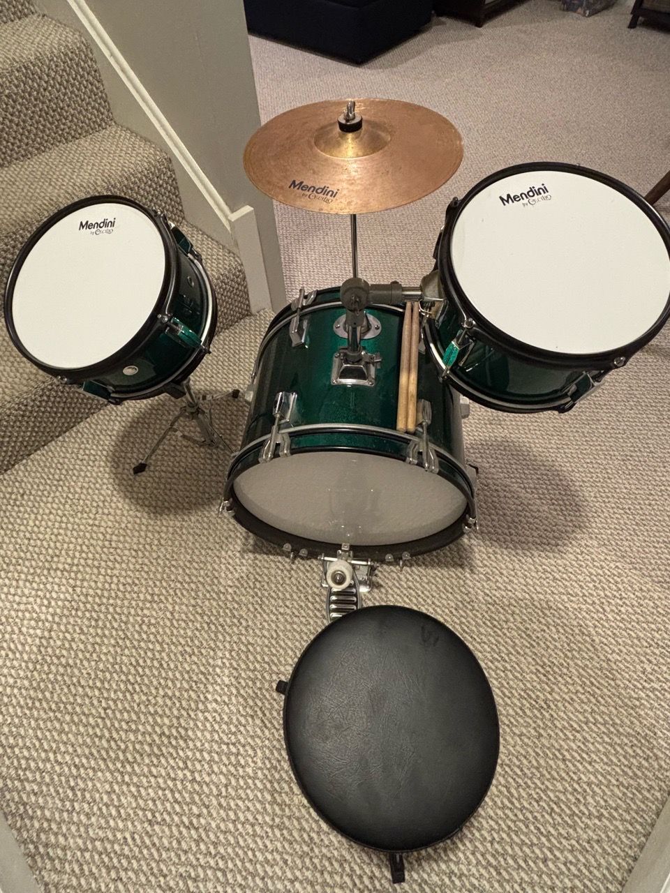Mendini By Cecilio 13 Inch 3-Piece Junior Drum Set - Green - photo 4