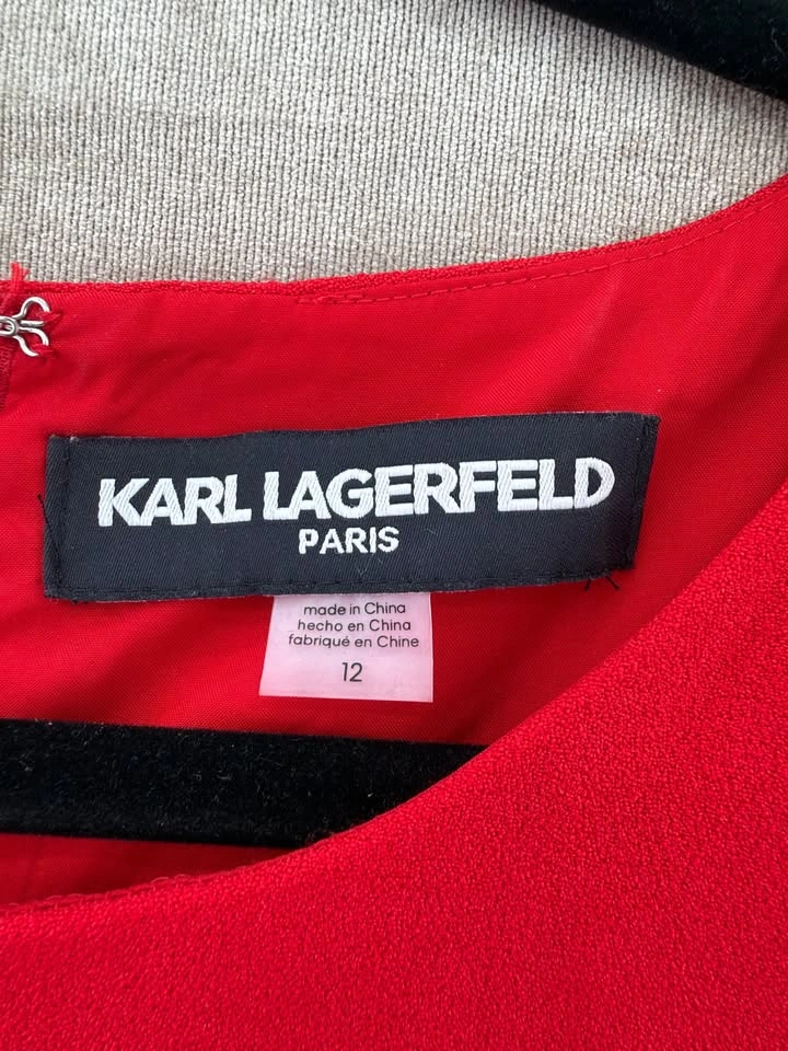 Karl Lagerfeld Paris Red Ruffle Sleeve Sheath Dress - Size 12 - photo 4