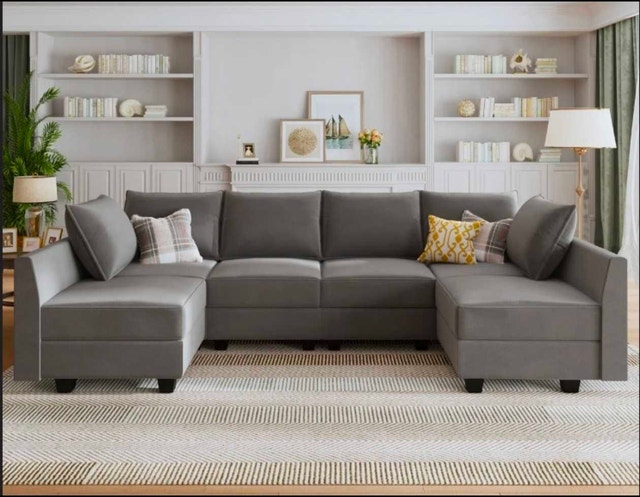 Modular U-Shaped Velvet Sectional Sofa w/ Storage