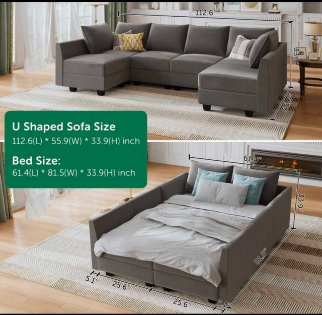 Modular U-Shaped Velvet Sectional Sofa w/ Storage - photo 2