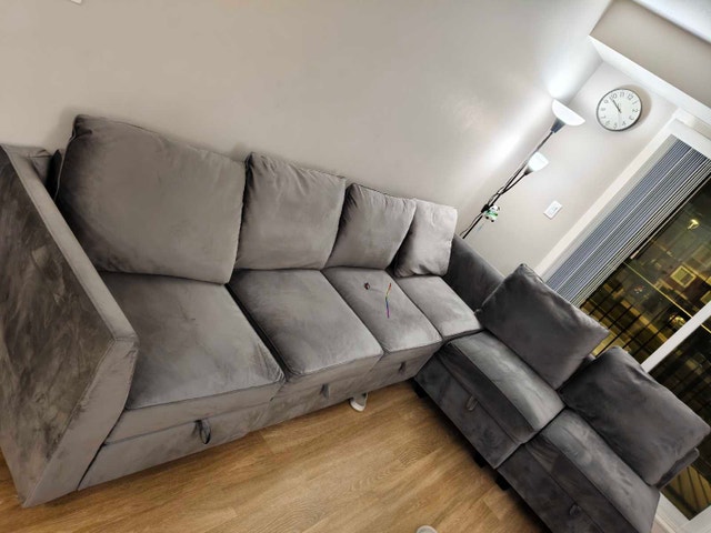 Modular U-Shaped Velvet Sectional Sofa w/ Storage - photo 3