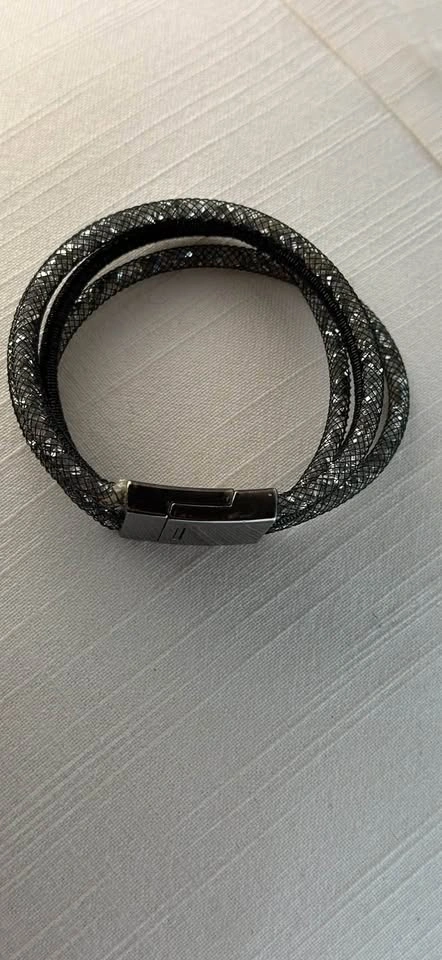 Sparkly Black Crystal Mesh Double Wrap Cuff Bracelet - photo 2