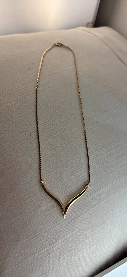 Vintage Gold-Tone Chevron Pendant Necklace