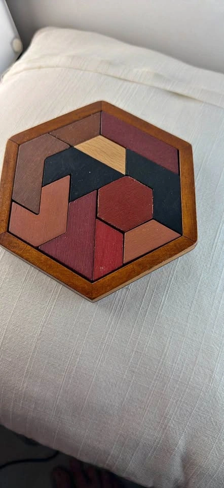 Wooden Hexagon Tangram Brain Teaser Puzzle – 100% Complete