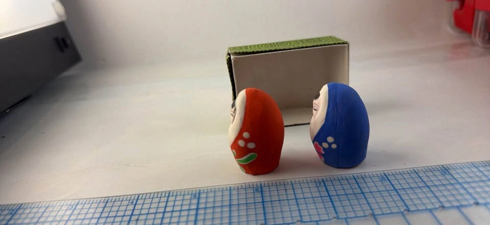 Vintage Miniature Clay Roly-Poly Tumbler Dolls Folk Art Set - photo 2