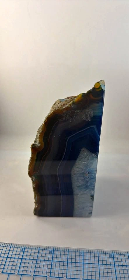Vintage Polished Blue Agate Geode Bookend / Display Specimen